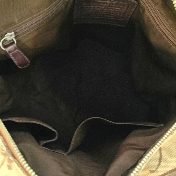 Coach Horse and Carriage Stagecoach Signature Purse cream and brown canvas - Picture 8 of 14